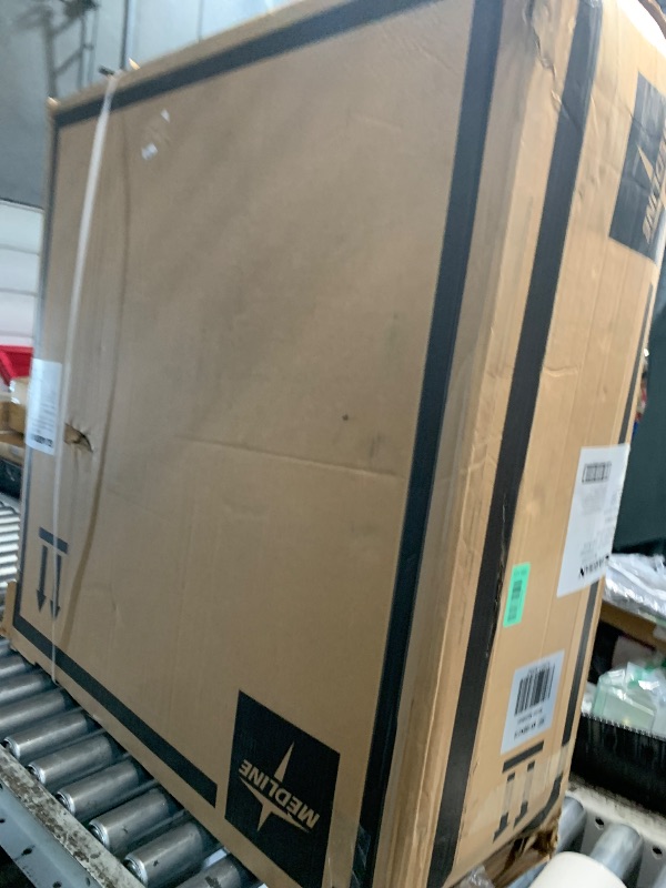 Photo 1 of **MISSING LEGS** Medline Reclining Wheelchair, 18", with Elevating Leg Rests, Durable Vinyl, 300 lb. Weight Limit, Reclines 90 to 140 Degrees