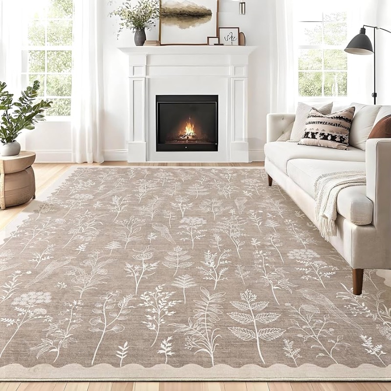 Photo 1 of ***STOCK PHOTO FOR REFERENCE ONLY*** 8x10 Area Rug for Living Room, Washable Moroccan Geometric Rug Soft Non-Slip Rubber Vintage Boho Large Rug, Low Pile Farmhouse Carpet for Bedroom Dining Room Nursery Modern Office (Beige, 8'x10')