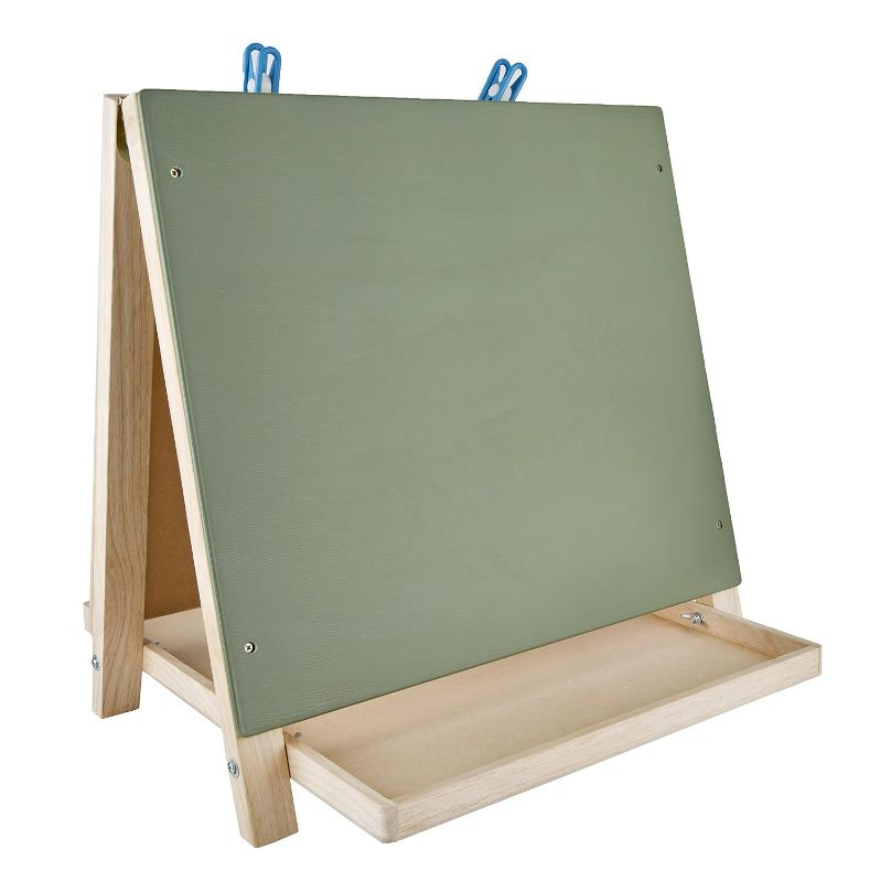 Photo 1 of ***STOCK IMAGE FOR SAMPLE*** LAKESHORE 3-Way Wooden Table Top Easel with Chalkboard, White Board and 2 Clips for Ages 3 Years and Up ***RETAILS $55***