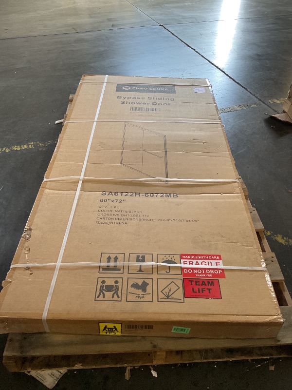 View 2 of ***FACTORY SEALED***ENSO SENKA 56-60" W x 72" H Semi-Frameless Bypass Sliding Shower Door, 1/4 inch Clear Tempered Glass Door for Walk-in Shower, Matte Black