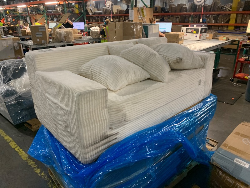 Photo 1 of ***DAMAGED - SEE NOTES/PICTURES*** ***TRUCK/TRAILER PICKUP ONLY*** HABUTWAY 49.8" Loveseat Boneless Couch, 4-in-1 Convertible Sofa Bed, Plush Fur Folding Futon Sofa Bed Couches Without Pillow for Living Room, High-Density Foam Support, No Assembly Require