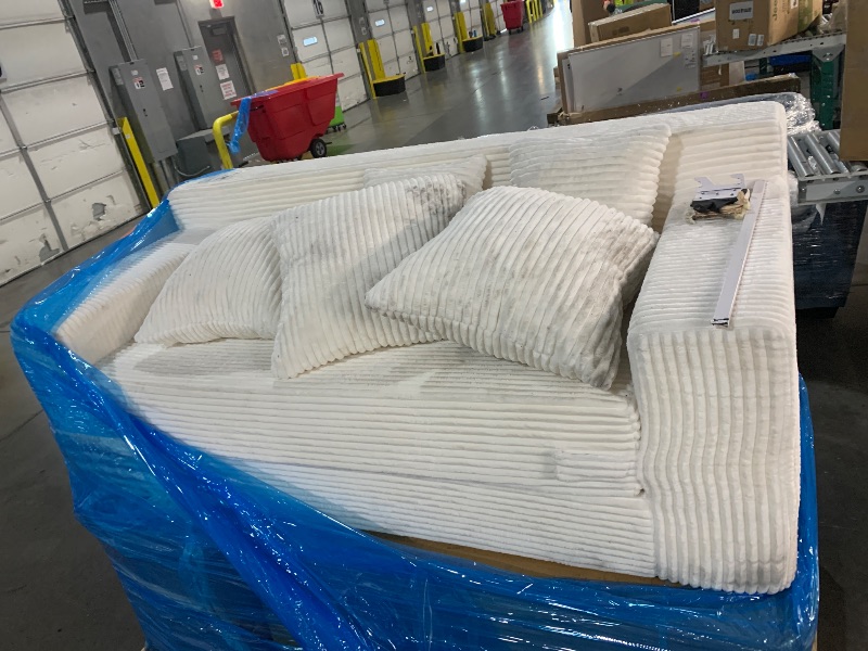 Photo 1 of ***DAMAGED - SEE NOTES/PICTURES*** ***TRUCK/TRAILER PICKUP ONLY*** HABUTWAY 49.8" Loveseat Boneless Couch, 4-in-1 Convertible Sofa Bed, Plush Fur Folding Futon Sofa Bed Couches Without Pillow for Living Room, High-Density Foam Support, No Assembly Require