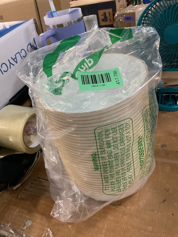 Photo 1 of [30 Pack 16 OZ Bowls] Plasticpro Edge Collection White with Gold Rim Soup Bowls