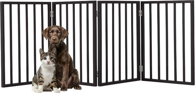 View 1 of ***BEIGE*** Pet Gate - 4-Panel Indoor Foldable Dog Fence for Stairs, Hallways, or Doorways - 72x24-Inch Wood Freestanding Dog Gates
***STOCK IMAGE FOR SAMPLE***