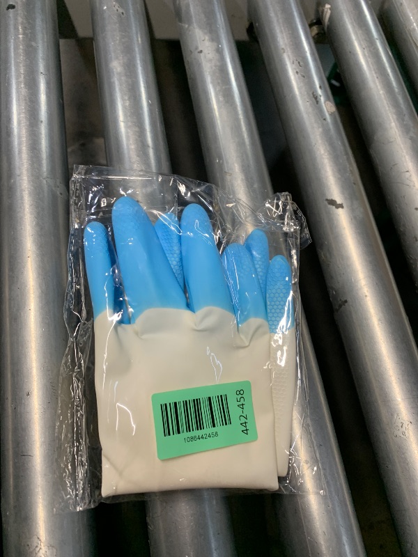 View 2 of ***STOCK PHOTO FOR REFERENCE ***Reusable Waterproof Household Latex Hand Gloves for Kitchen Dish Washing Laundry Cleaning Gardening and Sanitation (BLUE)