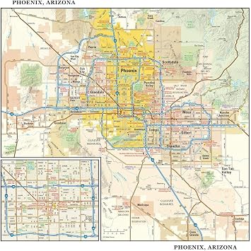 View 1 of *** stock photo for reference **
Phoenix, Arizona Wall Map, large - 22.75" x 21.5" (Laminated)