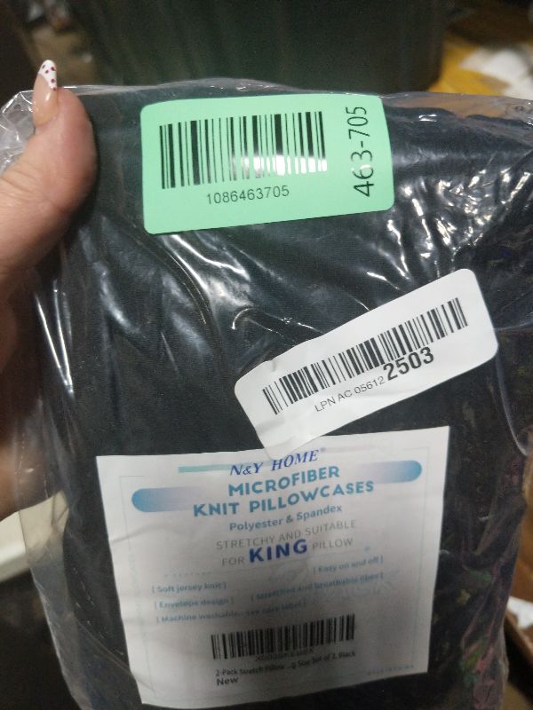Photo 1 of 2-Pack Stretch Pillow Cases - Jersey Knit & Ultra Soft Envelope Closure Pillowcases T-Shirt Like Microfiber Blend - Suitable for 20x36/20x40 King Size Set of 2, Black