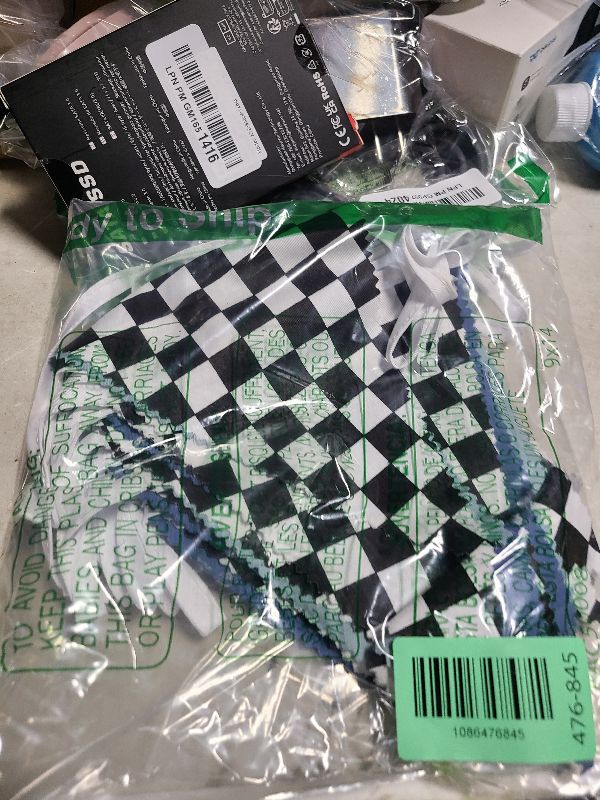 Photo 1 of 32Ft Racing Party Decorations Dusty Blue Black White Checkered Racing Car Fabric Banner Triangle Flag Pennant Garland Streamers for Boys Race Car Birthday Racetrack Baby Shower Picnic Decor Supplies