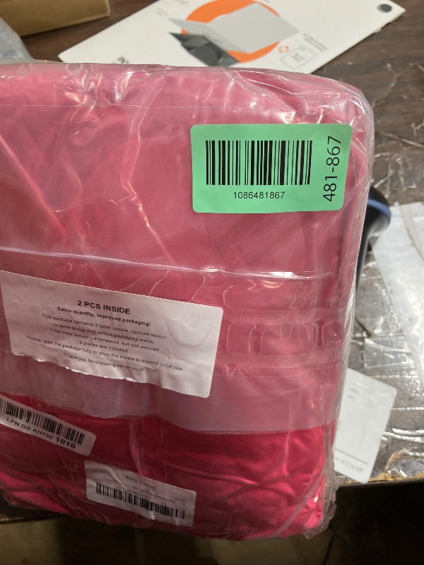 Photo 1 of 2 Pack 6 Feet Fuchsia Spandex Tablecloth for Rectangular Tables, Fitted & Stretch, Washable, Wrinkle Resistant, Perfect for Event, Wedding, Party, Banquet, Cocktail, Festival, and Table Protector