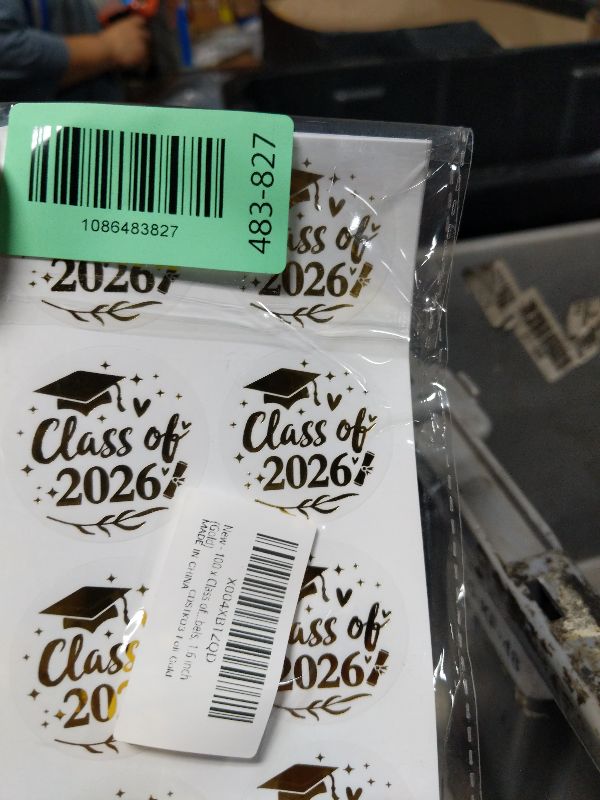 Photo 1 of 100 x Class of 2026 Foil Stickers, Graduation Envelope Seals, Real Foil Clear Stickers for Graduation Party, Congratulations Congrats Tag Labels, 1.6 inch (Gold)