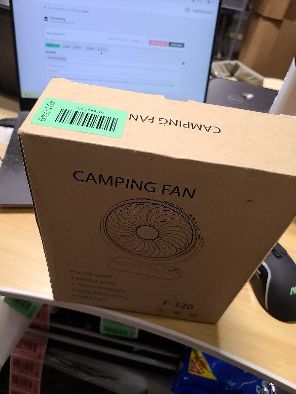 Photo 1 of 10000mAh Battery Operated Camping Fan with LED Light-7 inch USB Fan with Hanging Hook for Tent Car RV Hurricane Emergency Outage