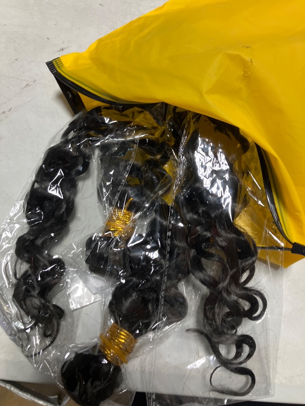 Photo 1 of 1B Water Wave Human Hair Bundles 22 24 26 Inch Unprocessed Brazilian Virgin Remy Hair Natural Black Water Wave 3 Bundle Wet and Wavy Bundles Human Hair Extension 150g