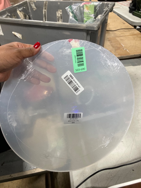 Photo 1 of 2 Pieces 1/8" Round Plexiglass Sheet, 14 Inch Diameter Clear Acrylic Circle, Round Cake Disk Acrylic Sheet, Plexiglass Table Top, Acrylic Backdrop