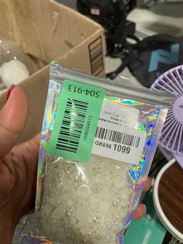 Photo 1 of 2000PCS AB Color Imitation Half Round Pearls Bead Loose Beads Gems, Mixed Sizes 2/3/4/5/6/8/10mm Flatback Pearls for Crafts Jewelry Nail Art Decoration Shoes Clothes Scrapbook(Cream White AB)