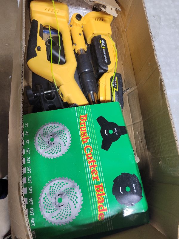 Photo 1 of 2026 New 30000 RPM Brushless Cordless Weed Wacker with Wheels, 12-Inch Battery Powered Electric Weed Eater, 4-in-1 Grass Trimmer, Brush Cutter, Stringless Weed Trimmer & Lawn Edger (1, Yellow)