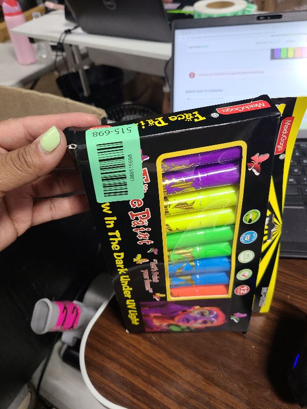 Photo 1 of 12 PCS Glow Face Body Paint, Glow In The Dark Under UV Black Light Sticks Makeup Neon Face Painting Kits for Adult Halloween Festival Accessory Glow Party Supplies