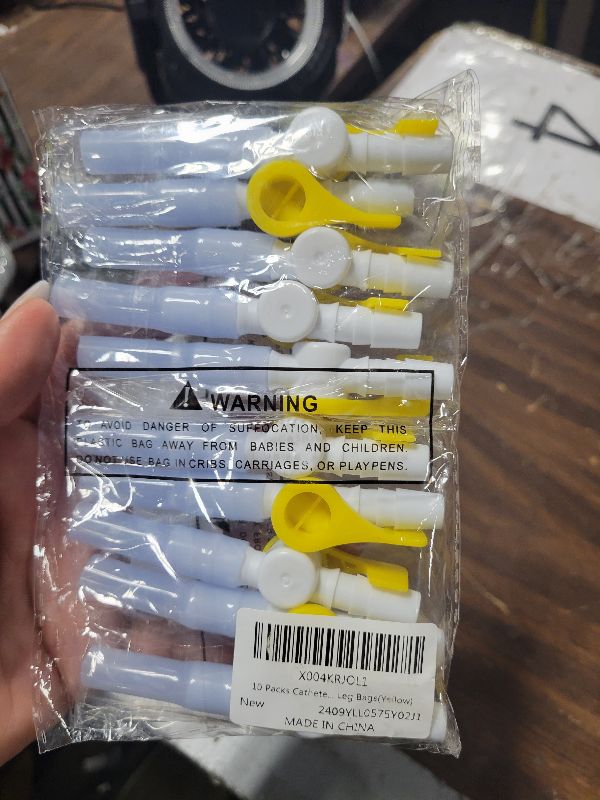 Photo 1 of 10 Packs Catheter Valve, Urine Drainage Catheter Valves, Comfortable Easy to Use Lever Tap with Smooth Edges Catheter Supplies Attaches to Leg Bags?Yellow?