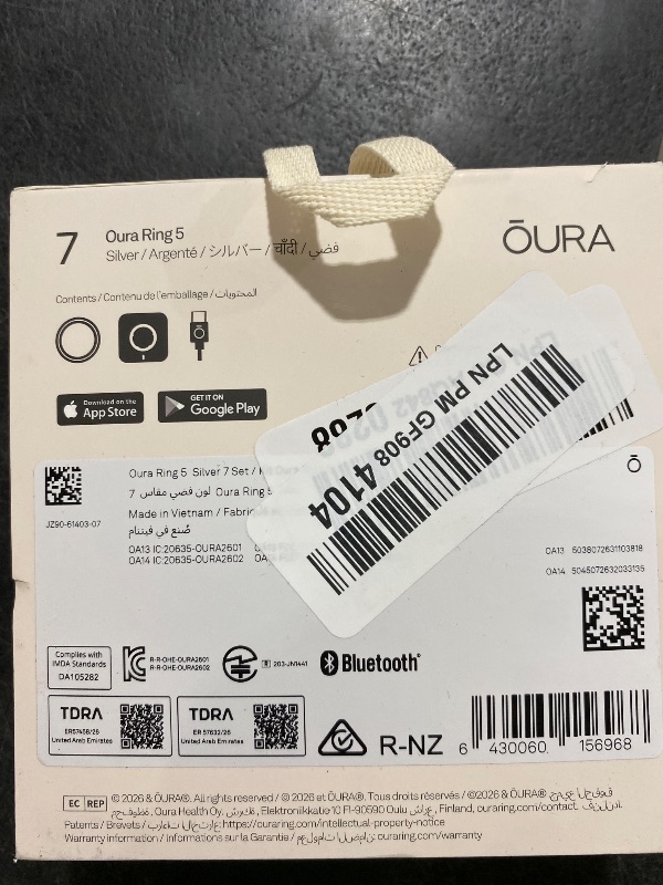 View 4 of Oura Ring 5 Smart Ring - Silver - Size 7 - Fitness & Sleep Tracker