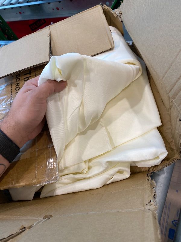 View 3 of [Only 3 table cloths were in the package] Dailyset 6-Pack Round Tablecloths, 120 in, Ivory. Symilar item