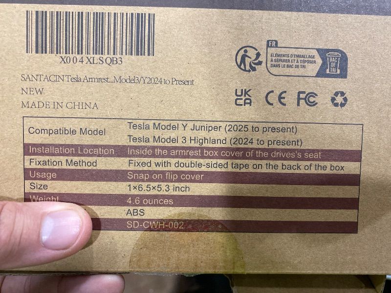 Photo 1 of [See Live Photos] SANTACIN Tesla Armrest Hidden Storage Box for Model 3 Highland & Model Y Juniper
