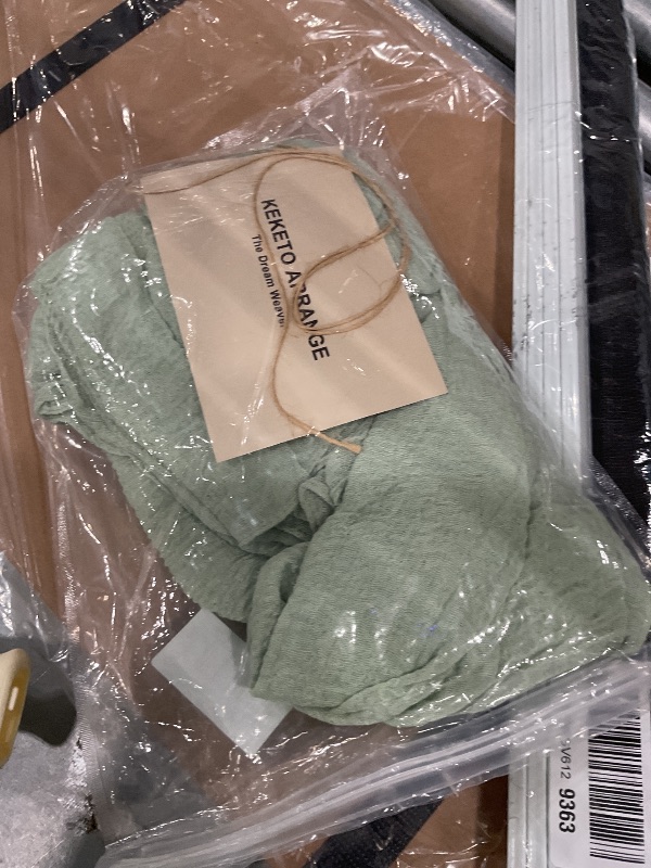 View 2 of [DAMAGED] Sage Green Cheesecloth Table Runner 120 Inches Fall Party Home Decorations