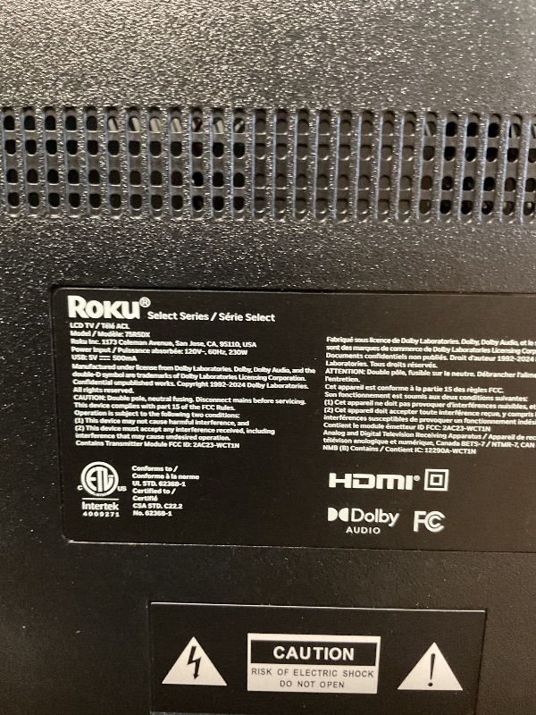 Photo 1 of ***FINAL SALES NO RETURN ***
***PARTS, NO FUNCTION ***
Roku 75" 4K QLED Smart TV