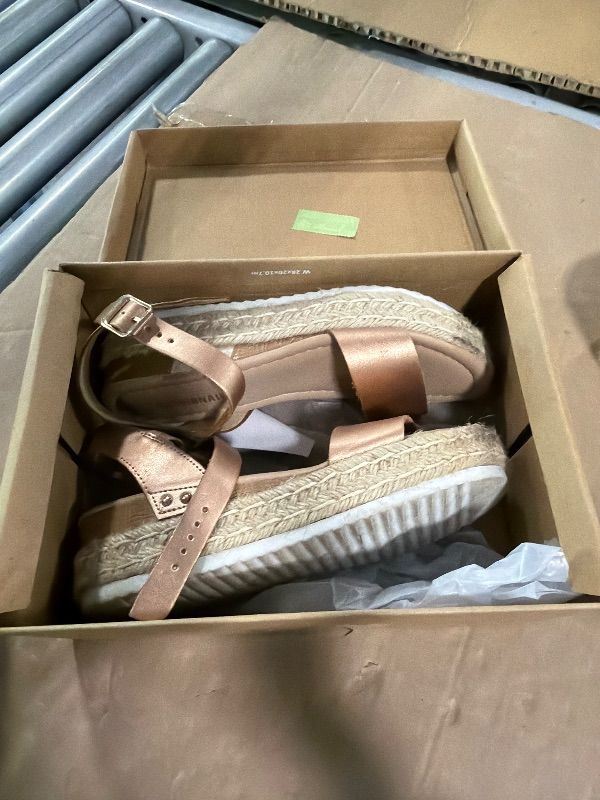 View 3 of ***DAMAGED*** CUSHIONAIRE Melissa Platform Wedge Sandals - Rose Gold, Size 7