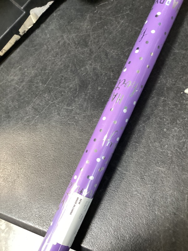 Photo 1 of LeZakaa Purple Birthday Wrapping Paper, 17" x 9.8 ft