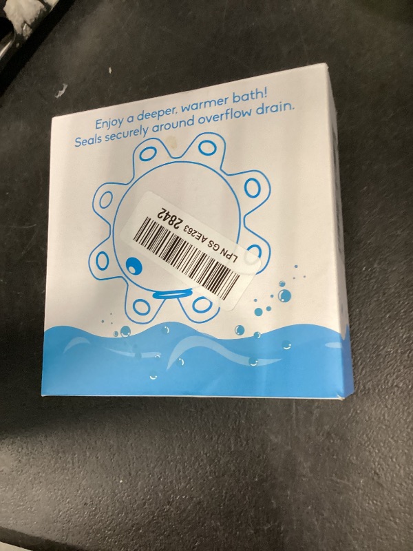 Photo 1 of Bath Tub Overflow Drain Cover- Silicone Bathtub Overflow Cover with Suction Cups, Tub Drain Block Adds Inches of Water for Deeper Bath, Cute Bathroom Accessories, Blue