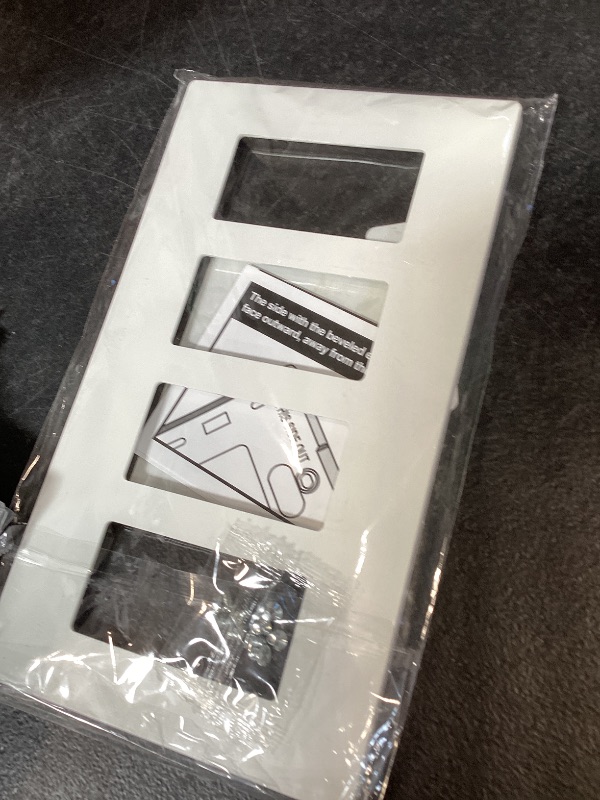 Photo 1 of CML Matte White Decorator Screwless Wall Plate, 4-Gang Outlet Covers and Decor Light Switch Plates, Scratch and Impact Resistant, Polycarbonate, Standard Size 4.68” X 8.34”