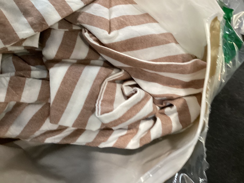 Photo 1 of FOSSA Washed Cotton Duvet Cover Set - King, Stripes Dark Pumpkin