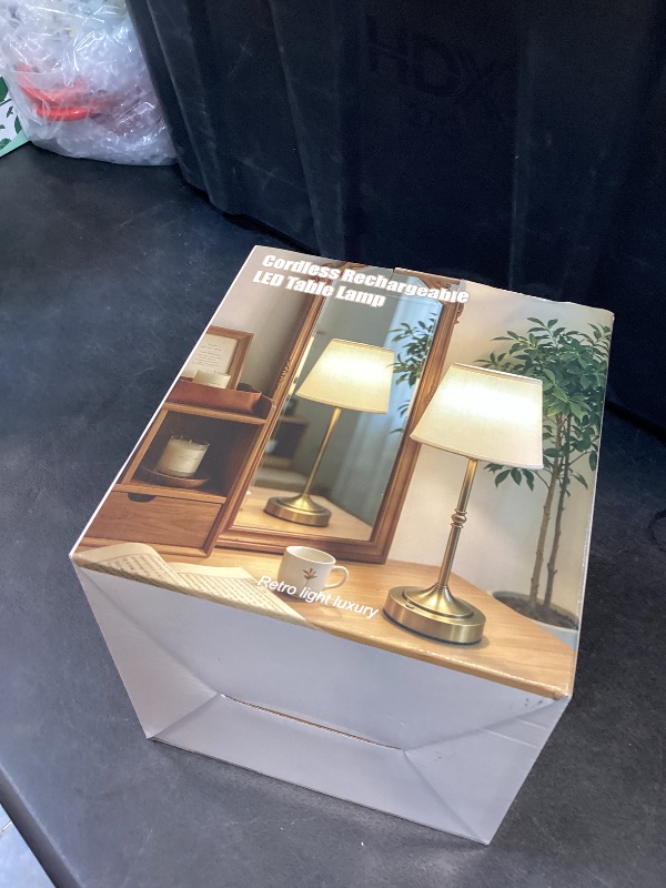 Photo 1 of FLY2SKY Rechargeable Gold Cordless Table Lamp,3 Color Dimmable Bedside Lamp