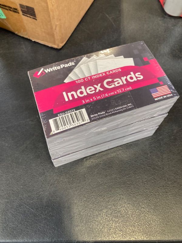 Photo 1 of KAISA Lined Index Card 3"x5" Index Cards Flashcards, 300 Count Ruled on Front, Blank on Back Index Cards, White 3 pack of 100 Shrink
