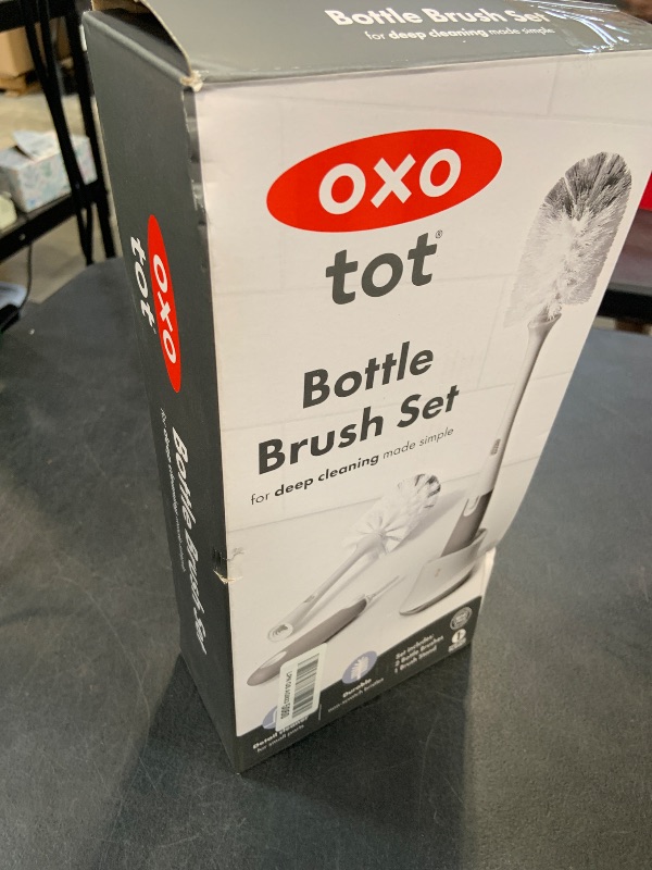 Photo 1 of OXO Tot Baby Bottle Brush Set with Nipple Cleaner, Gray