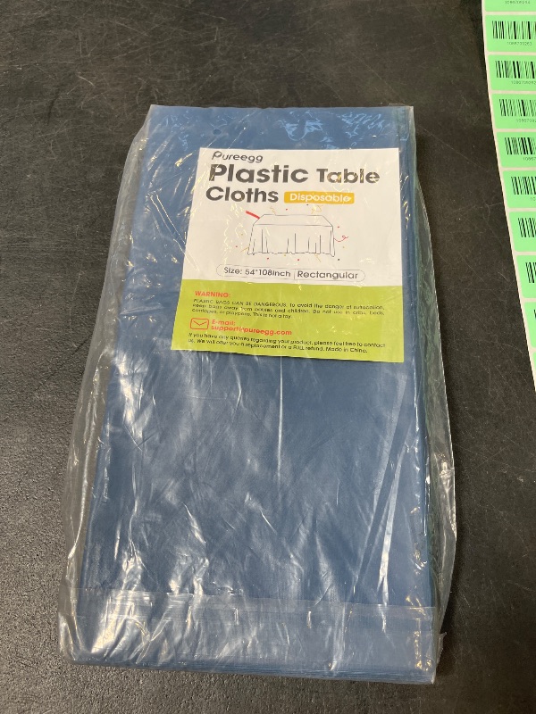 Photo 1 of Pureegg Plastic Table Cloth Disposable 8 Pack, 54" x 108", Navy Blue