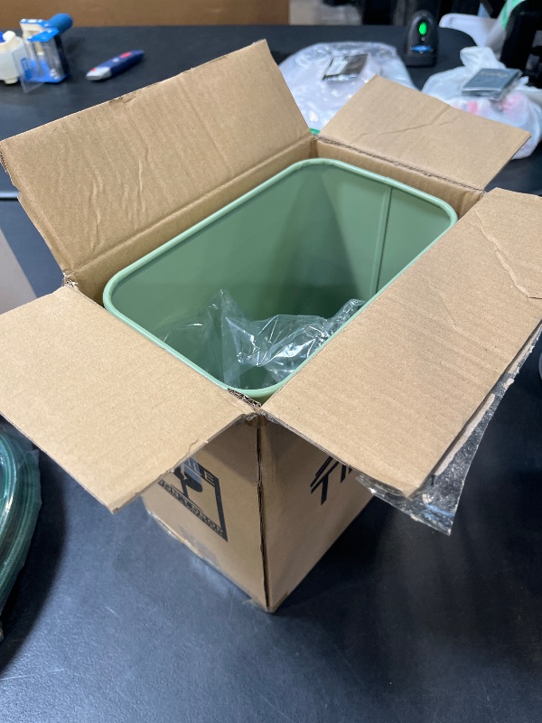 Photo 1 of TIPGO Small Bathroom Trash Can - 2.1 Gallons, Green