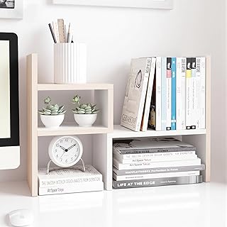 View 1 of Jerry & Maggie Adjustable Desktop Bookshelf (White Wood Tone)