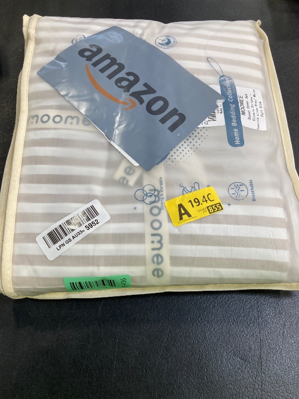 Photo 1 of MooMee Washed Cotton Duvet Cover Set - Full, Classic Stripes
