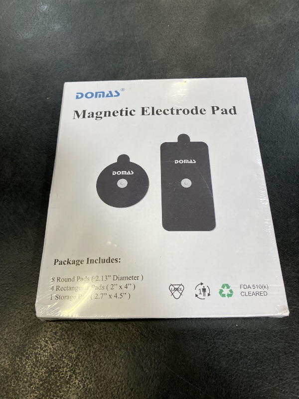 Photo 1 of DOMAS TENS Electrode Pads (Compatible with PowerDot 2.0 Cable Connector), 12-Pad Set with Pad Holder, Reusable 2.1" Round & 2" x 4" Rectangular
