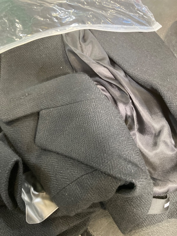 View 3 of Mrbuerly Men's Herringbone Tweed Blazer - Black, Wool Blend Suit Jacket - S