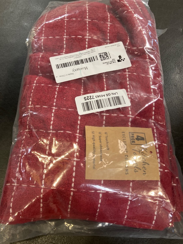 Photo 1 of Homaxy 100% Cotton Terry Kitchen Towels, 4 Pack, Burgundy