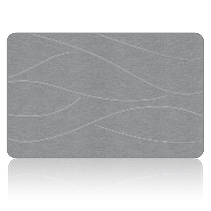 Photo 1 of VEELOIM Stone Bath Mat Diatomaceous Earth Shower Mat Non-Slip Super Absorbent Diatomite Stone Bath Mats for Bathroom Floor Quick Drying Natural Easy to Clean(23.6''×15.4" Gray)