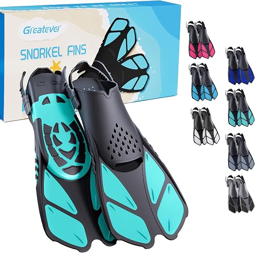 Photo 1 of Greatever Snorkel Fins, Travel Size Short Flippers for Snorkel Swim Diving - S US 5-6