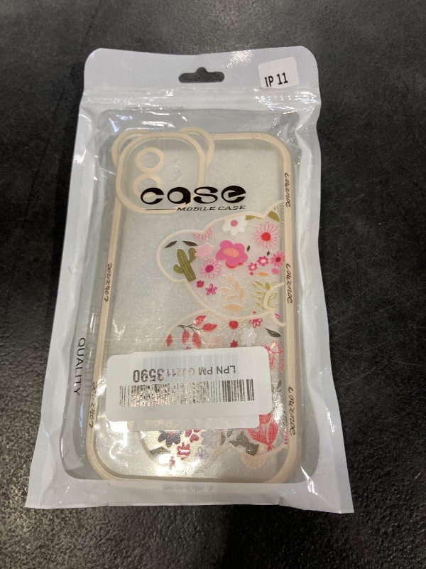 View 2 of IAIYOXI iPhone 11 Case with Flower Bear Pattern and Bracelet Chain (Clear)