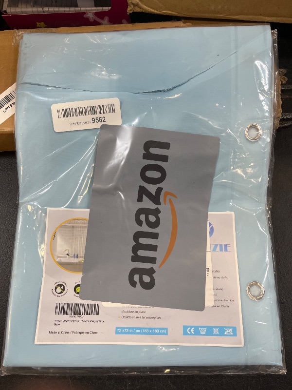 View 2 of EHZNZIE Light Blue PEVA Shower Curtain Liner 72x72