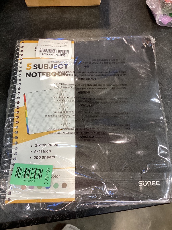 Photo 1 of SUNEE 5 Subject Graph Paper Notebook - 400 Pages, 9"x11"