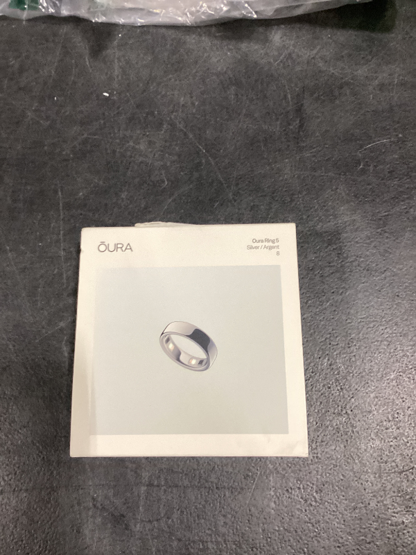 Photo 1 of Oura Ring 5 - Silver - Size 8 - Smart Ring Health Tracker - Sleep, Activity, Women's Health, AI Advisor, 1 Week Battery Life, Oura App, Android & iOS Compatible