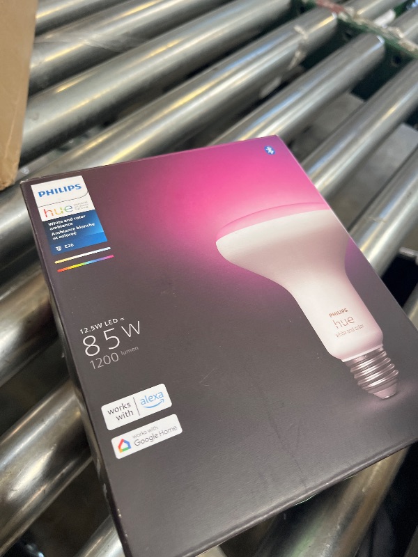 Photo 1 of Philips Hue Smart 85W BR30 LED Bulb- White and Color Ambiance Color-Changing Light- 1 Pack- 1200LM- E26 - Indoor - Control with Hue App- Works with Alexa, Google Assistant and Apple Homekit