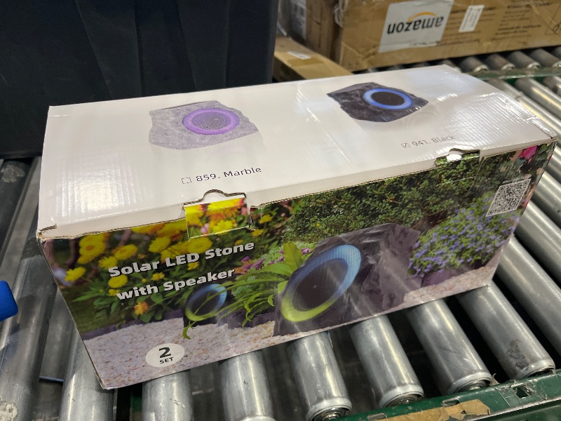 Photo 1 of uuffoo 2-Pack Solar Rock Speakers Outdoor Water-Resistant with RGB Lights