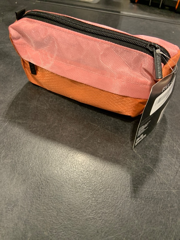 View 2 of Five Star Pencil Pouch, Pen Case, 9-Pocket Zipper Pouch, Storage Organizer for School Supplies Earbuds Chargers Cables Makeup, Pink/Terracotta (500213F-ECM)
